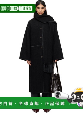 1h可退 潮奢 TOTÊME 女士 黑色 Embroidered Scarf 大衣 244WRO01