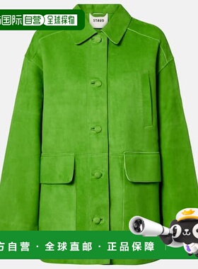 1h可退 潮奢 Staud 女士 Roxanne 绒面革夹克 green绿色 舒适时尚