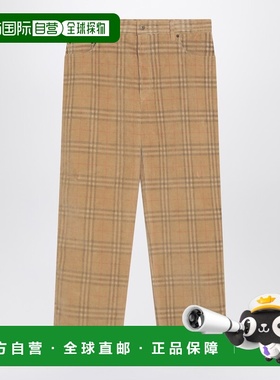 1h可退 潮奢 Burberry 巴宝莉 男士 SAND-COLOURED 格纹灯芯绒裤