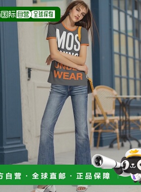 1h可退 MOSCHINO 女士T恤 T191181191125 AW2019 灰色 徽标细节T