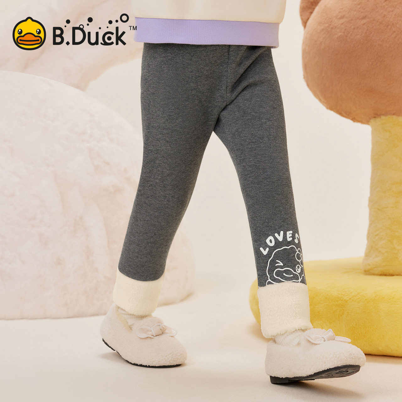 【加绒】bduck小黄鸭童装女童打底裤外穿冬款新款儿童运动裤子厚