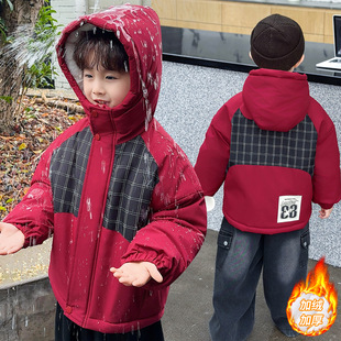 男童加绒外套冬装2025新款酷帅儿童派克服韩范痞帅小男童装冬季潮