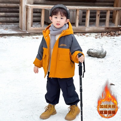男童2025新款加绒加厚外套痞帅儿童冬装男孩保暖棉衣宝宝衣服炸街