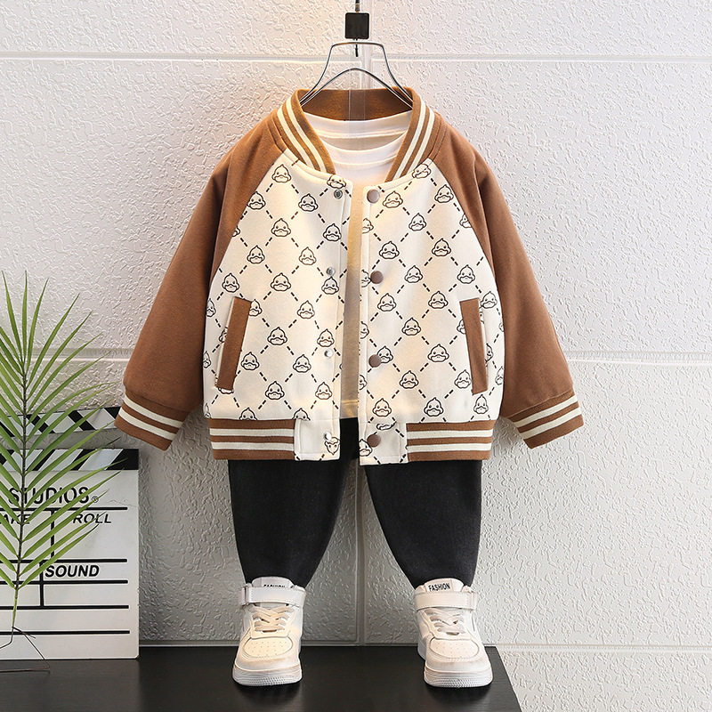 男童春秋季外套2025新款儿童中小童字母小黄鸭棒球服宝宝夹克韩版