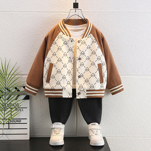 男童春秋季外套2025新款儿童中小童字母小黄鸭棒球服宝宝夹克韩版