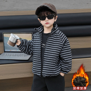 男童夹棉外套秋冬款2025新款痞帅儿童加厚上衣宝宝冬装轻薄款