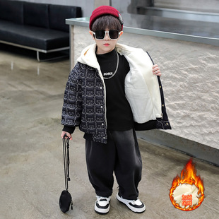 男童棉服初冬儿童加绒外套假两件秋冬款2025新款男孩夹棉宝宝