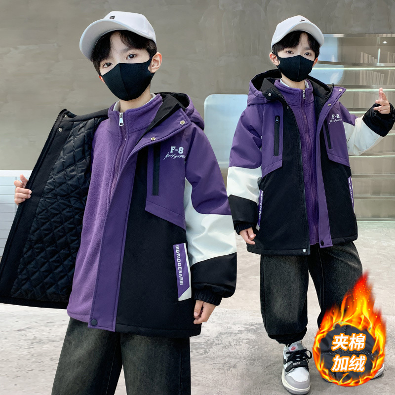 男童冲锋衣可拆卸三合一2025新款冬季中大儿童男孩冬装外套秋冬