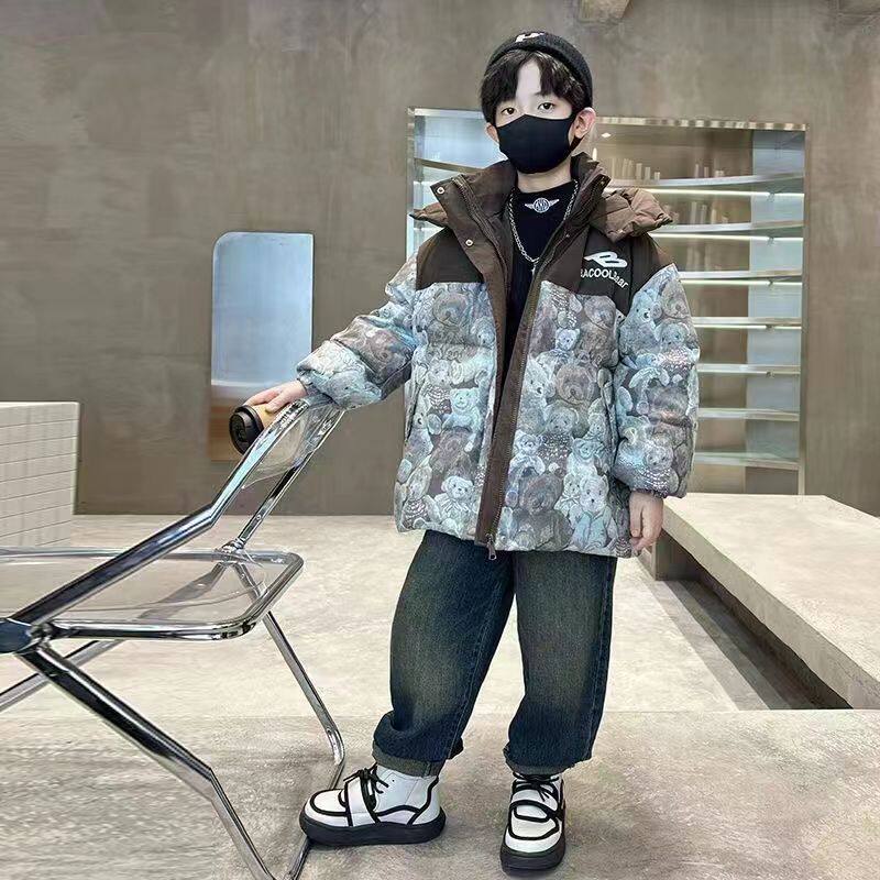 男童中长款棉服冬季2025新款洋气儿童棉袄中大童男孩加厚棉衣外套