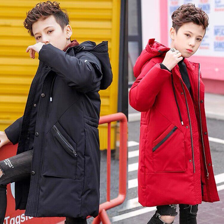 男童冬装中长款棉衣2025新款青少年棉袄大童男孩冬季加厚保暖
