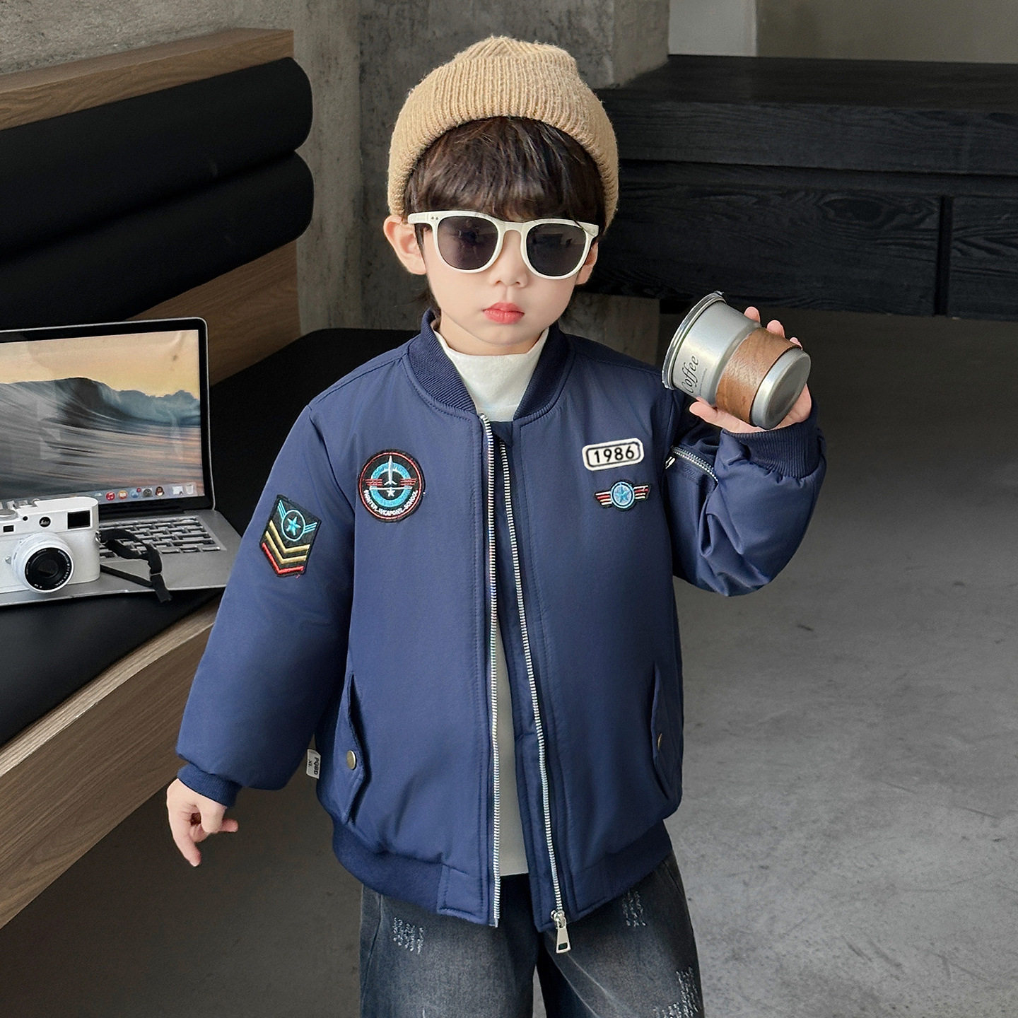 男童夹棉外套2025新款秋冬儿童冬季加厚棒球服宝宝冬装二棉上衣