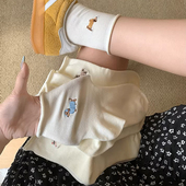 卡通日系卷边小狗潮流中筒堆堆袜 秋冬季 白色袜子女2026新款 爆款