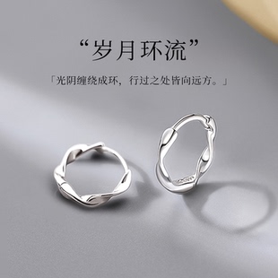 听纯 999纯银莫比乌斯耳环女小众设计高级感睡觉免摘耳扣耳饰