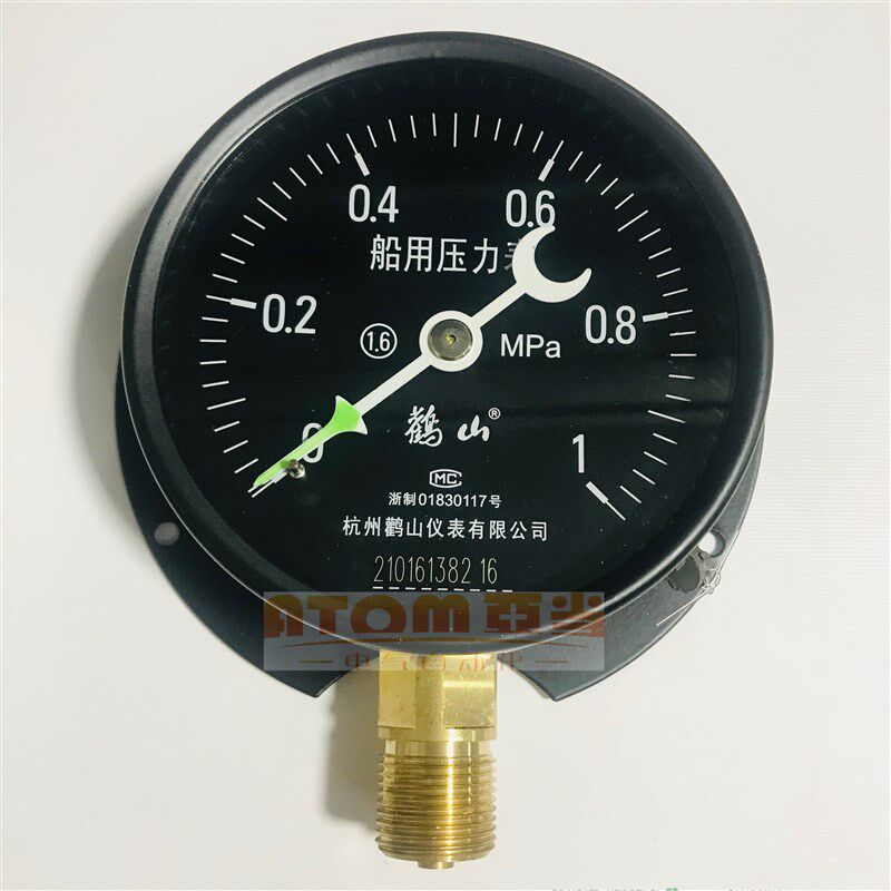 杭州鹳山YC100T船用压力表径向带边夜光船用表1.6MPa真空压力鹤山