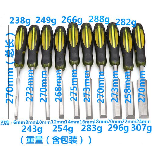 透明双色穿心手柄木工凿子  雕花凿  平凿  木工工具木凿铲凿