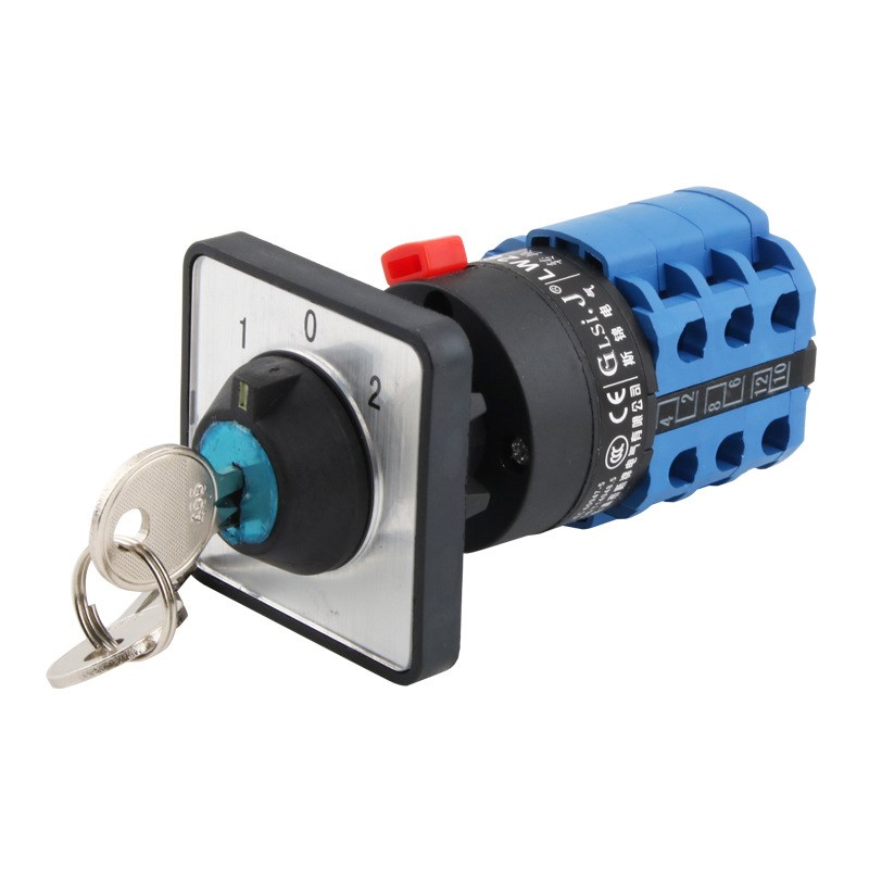 LW26-2f0/3万能转换开关三档单孔安装带钥匙380V倒顺正反转旋转