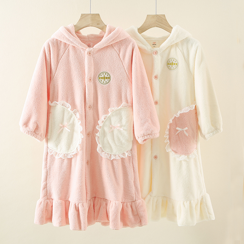 吸水速干女童浴袍秋冬加厚