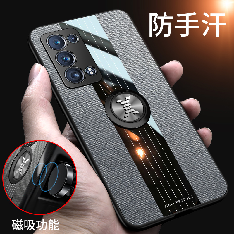 OPPOReno6Pro手机壳Reno6Pro十保护套PENM00布纹磨砂软胶外壳新款opop6Pro全包边防摔指环reno5proplus男女