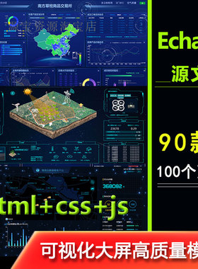 数据可视化大屏模板前端源码echarts图表bi大数据展示素材html 90