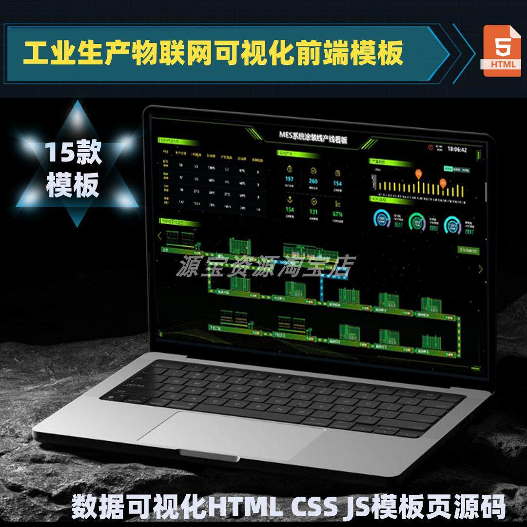 可视化大屏系统bi前端数据大屏模板html工业iot设备物联网源码mes