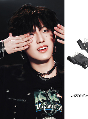 铆钉链条皮手套kpop舞台演出网红直播青少年跳舞街舞DS个性配饰潮