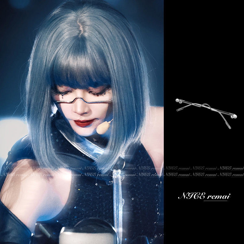 科技感赛博朋克金属无框眼镜潮酷