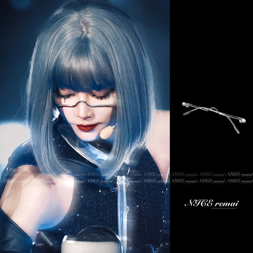 科技感赛博朋克金属无框眼镜潮酷