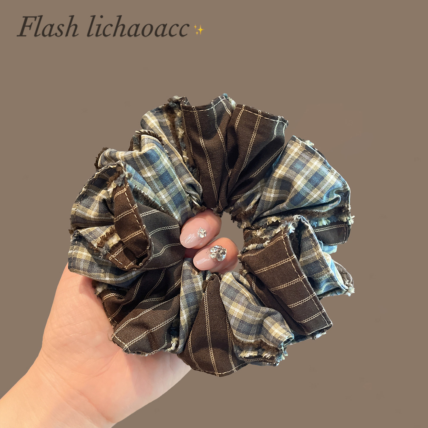 韩系新款咖蓝撞色布艺条纹肥肠圈精致百搭扎马尾头绳发圈女,饰品/流行首饰/时尚饰品新,发饰,淘宝优惠券,粉丝福利购,淘宝优惠卷