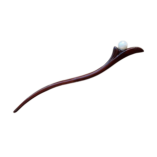 天然淡水珍珠黑檀木鱼尾发簪女旗袍古风发饰头饰简约中式