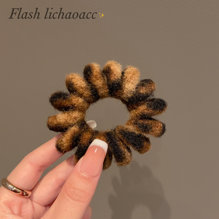 质感混色短毛电话线发圈韩系百搭气质发绳头饰秋冬新款扎马尾头绳