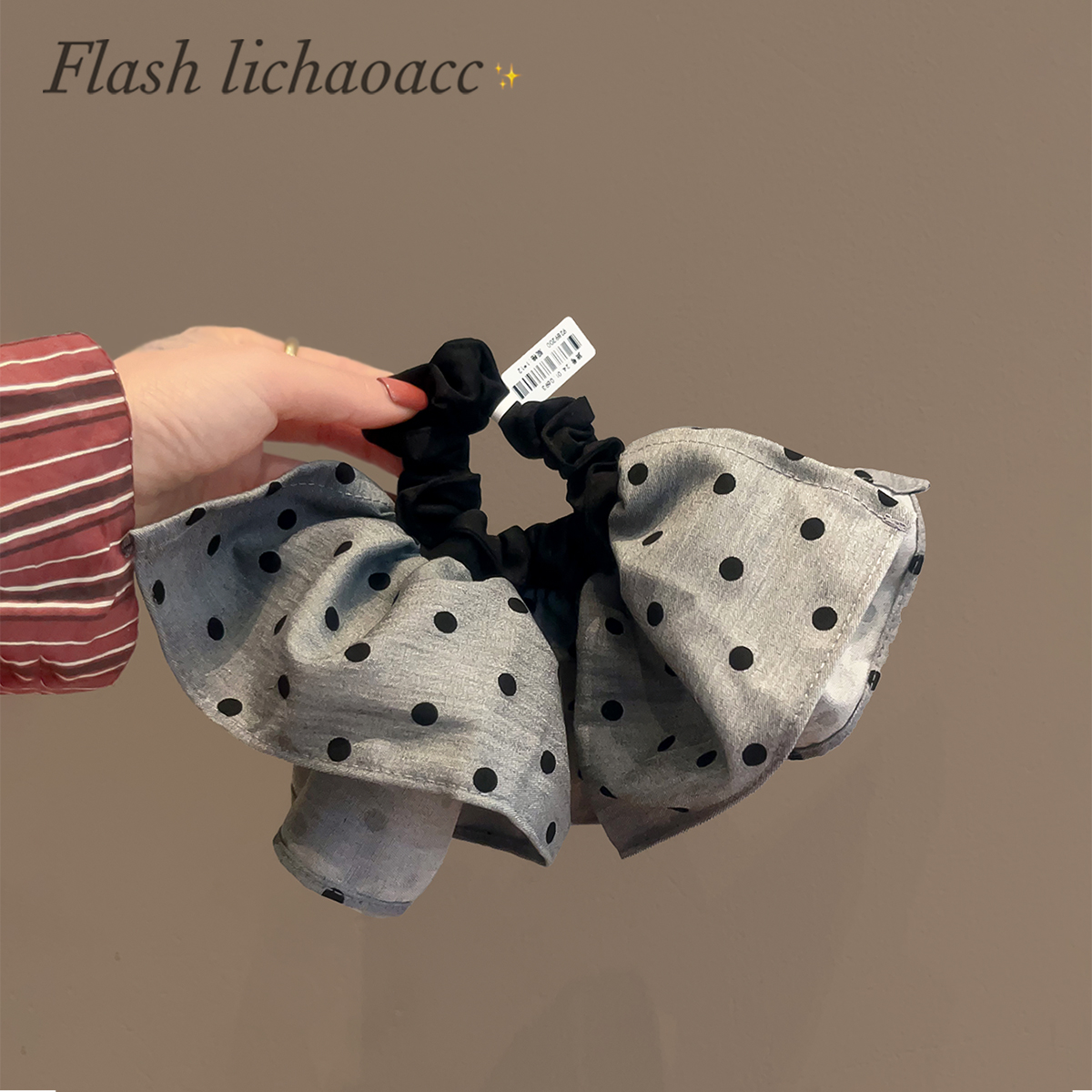 韩系高级感灰色波点裙摆发圈秋冬新款百搭头绳扎马尾辫子发绳发饰