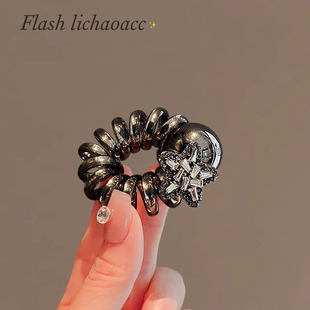 闪亮星星~水钻电话线发圈头饰女高马尾神器头绳气质皮筋发饰文创