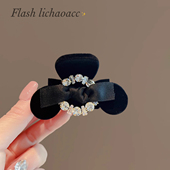 赫本复古风 珍珠公主头蝴蝶结抓夹半扎发夹发饰小号适合发量少