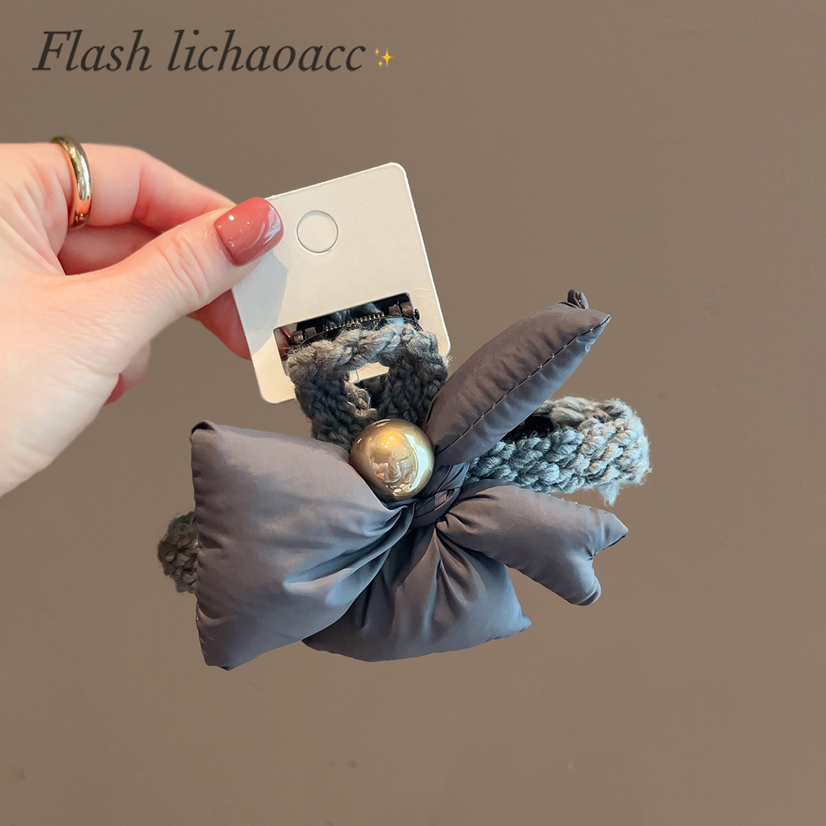 韩国高端发饰设计感青灰蝴蝶结抓夹秋冬新款毛织发夹女大号鲨鱼夹,饰品/流行首饰/时尚饰品新,发饰,淘宝优惠券,粉丝福利购,淘宝优惠卷