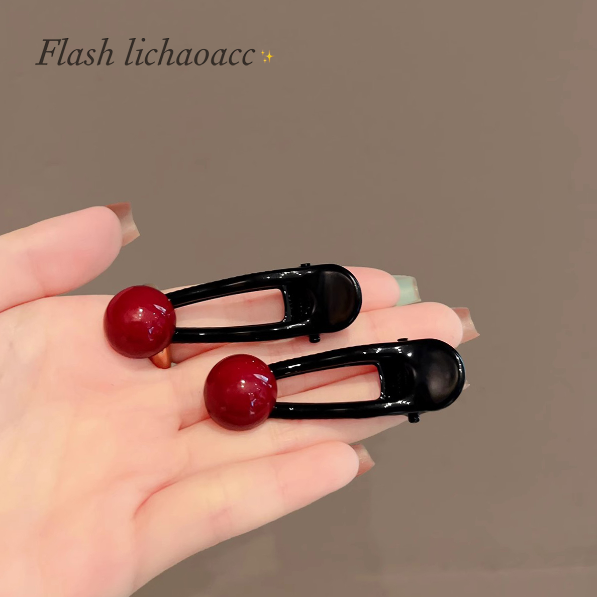 一对装~安可拉红色珍珠小发夹2024新款发卡侧边刘海鸭嘴夹一字夹