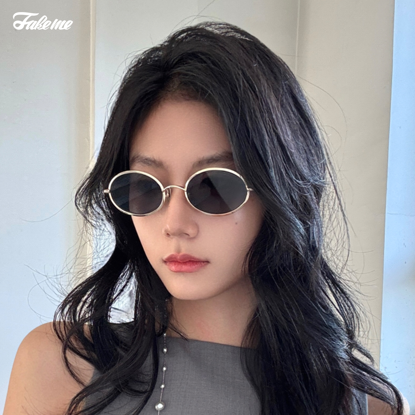 Fakeme宋雨琦同款椭圆金属墨镜