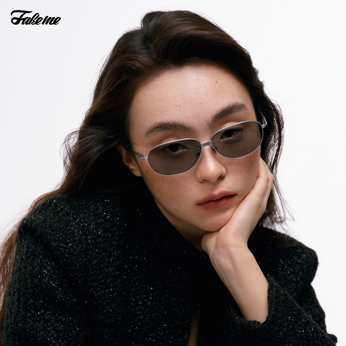 Fakeme 2026年新品复古椭圆窄框钛太阳镜百搭时尚遮阳墨镜 hollis