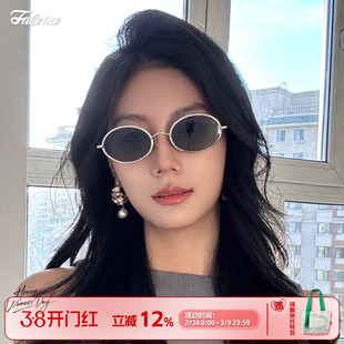 Fakeme金属老钱风墨镜防紫外线太阳镜椭圆框小曲奇 compass
