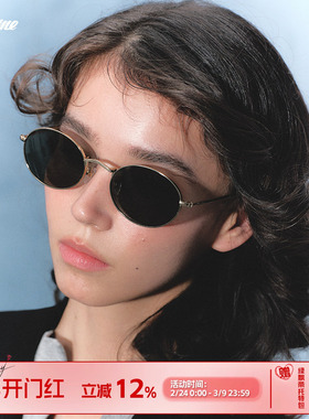 【】Fakeme 刘亦菲同款时尚轻奢金属β钛椭圆框太阳镜 B33T