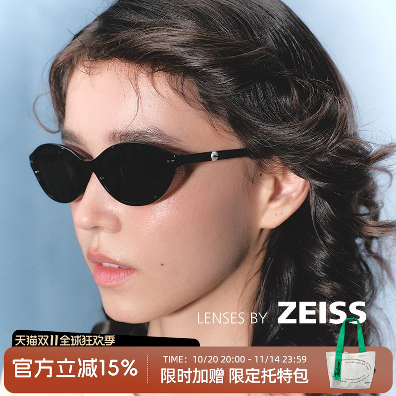 【双11爆款】Fakeme蔡司镜片复古个性猫眼太阳镜墨镜赫本镜 yaoll