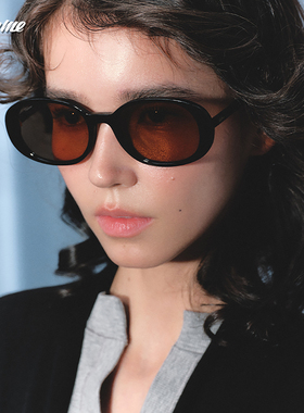 Fakeme王嘉尔同款防紫外线椭圆框墨镜时尚板材太阳镜 Quinoa