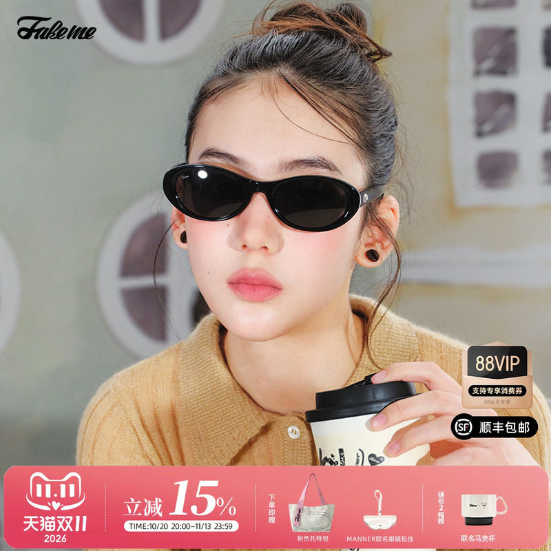 Fakeme×manner新品时尚猫眼墨镜板材防紫外线男女款太阳镜 ruma