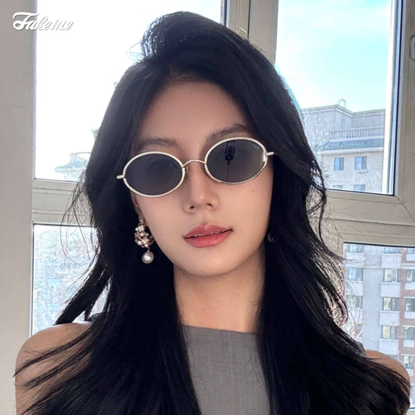 Fakeme25年新款宽边椭圆墨镜