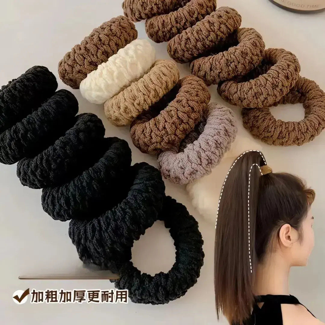 黑色韩系【一员疯抢5个】头绳加粗发饰高级感橡皮筋发圈高马尾高