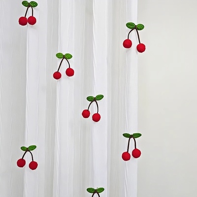 【天猫正品】可爱小樱桃窗帘装饰儿童房卧室纱帘配饰点缀小别针窗