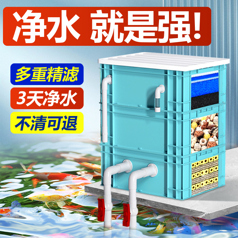 周转箱过滤箱鱼缸滴流盒鱼池过滤器沼泽水池净水循环系统龟缸过滤