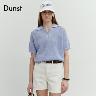 半拉链翻领针织半袖 中性休闲百搭短袖 新品 Dunst2024夏季 UDSW4B121