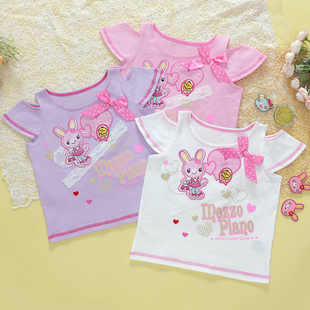 钢琴家短袖 卡通爱心兔蝴蝶结甜美风大码女儿服亲子装姐妹装T恤