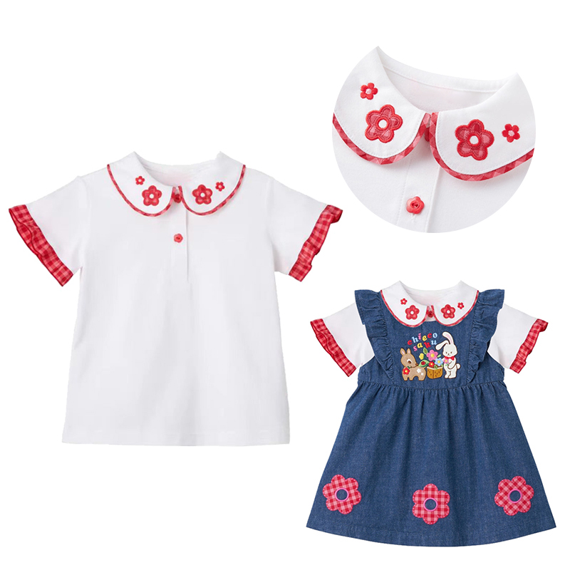 儿童卡通衬衣+背带裙套装