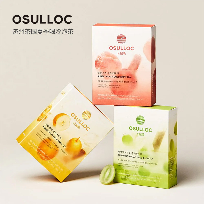 新品韩国OSULLOC 抹茶冷茶包麝香阳光葡萄蜂蜜梨桃子甜芙蓉冷泡茶